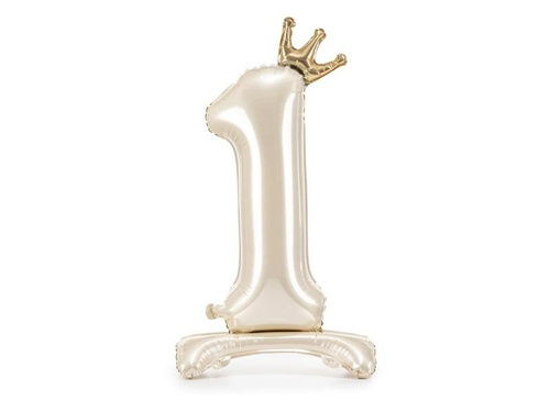 Stojący balon foliowy cyfra 1 84cm jasny krem