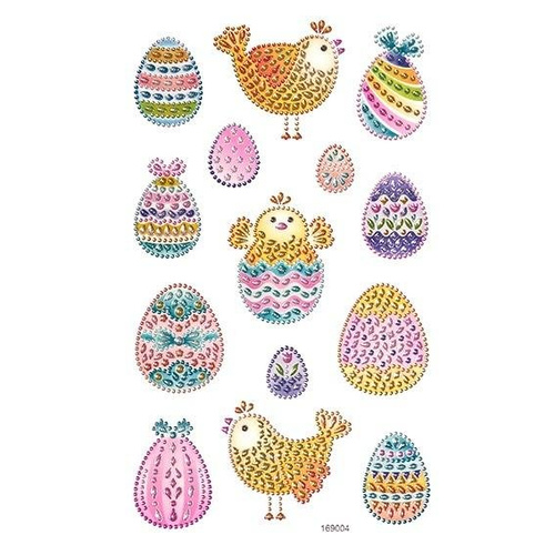 Naklejki z kryształkami Jajka i kurki 14szt
