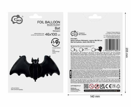 Balon foliowy Nietoperz czarny 46x100cm