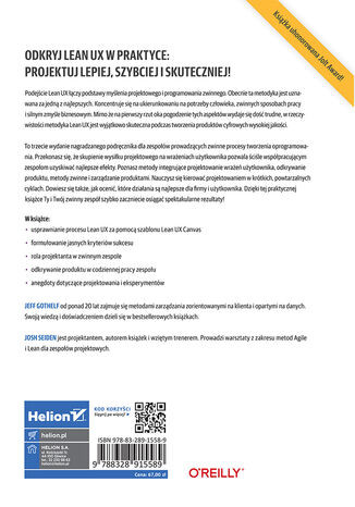 Lean UX dla zespołów Agile. Projektowane doskonałych wrażeń użytkownika. Wydanie III