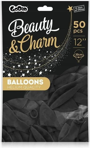 Balony Beauty&Charm pastelowe czarne 50szt