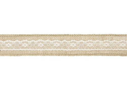 Taśma jutowa z koronką 5x500cm