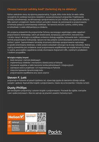 Programowanie zorientowane obiektowo w Pythonie. Tworzenie solidnych i łatwych w utrzymaniu aplikacji i bibliotek. Wydanie IV