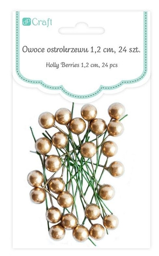 Owoce ostrokrzewu białe złote 1,2cm 24szt