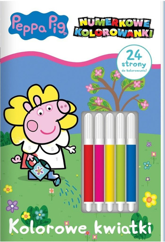 Peppa Pig. Numerkowe kolorowanki. Kolorowe kwiatki