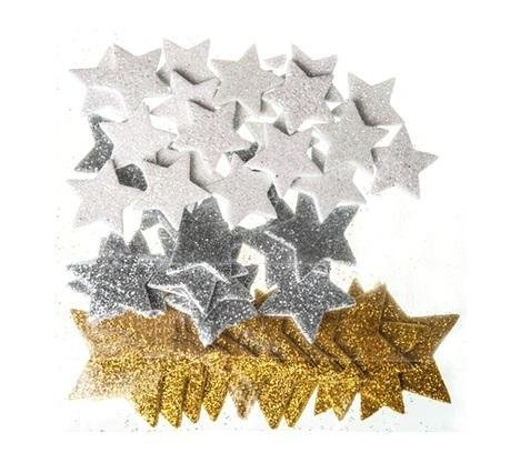 Naklejki z pianki brokat gwiazdki 45szt