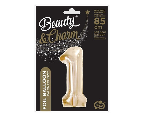 Balon foliowy B&C cyfra 1 szampański 85cm