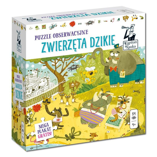 Puzzle obserwacyjne. Zwierzęta dzikie.  54 elementy