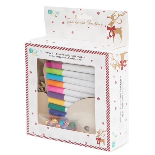 Zestaw diy - drewniane ozdoby świąteczne 72szt