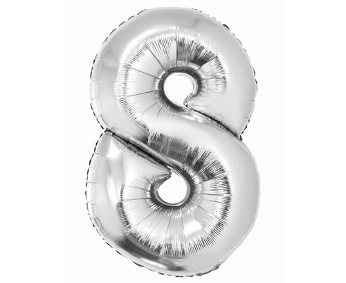 Balon foliowy Smart cyfra 8 srebrny 76cm