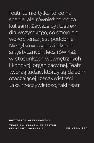 Teatr świata - świat teatru Felietony 2016-2017