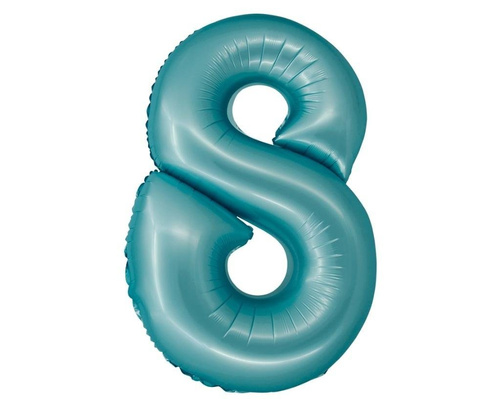 Balon foliowy Smart cyfra 8 niebieski matowy 76cm
