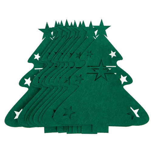 Filcowe podkładki pod sztućce zielone choinki 12sz