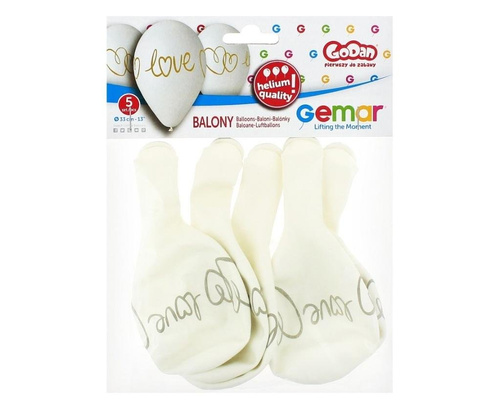 Balony premium hel Love białe 33cm 5szt