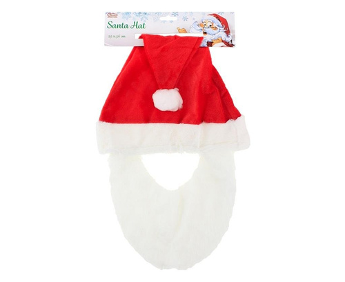 Czapka Mikołaja z brodą 29x36cm
