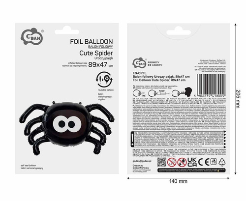Balon foliowy Uroczy pająk 89x47cm