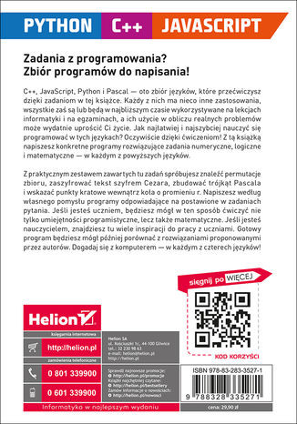 Python, C++, JavaScript. Zadania z programowania