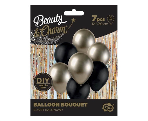 Balony B&C bukiet prosecco-czarne 7szt