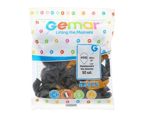 Balony GM90 metal złote i czarne 50szt