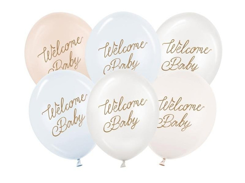 Balony Welcome Baby mix niebieski 30cm 6szt