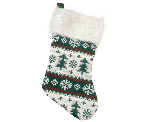 Skarpeta świąteczna w zielone choinki 41x22cm