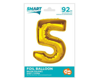 Balon foliowy Smart cyfra 5 złota 92cm