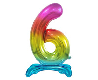 Balon foliowy B&C cyfra stojąca 6 tęczowa 74cm