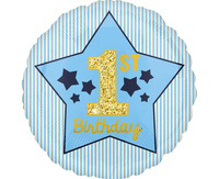 Balon foliowy 1st Birthday niebieski 48cm